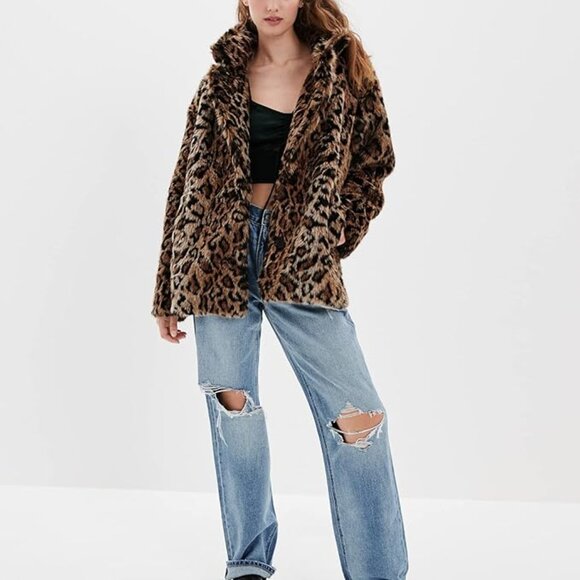 AE Leopard Faux Fur Coat - M - Picture 6 of 8